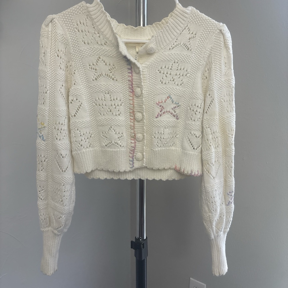 LoveShackFancy Cream Star Cardigan